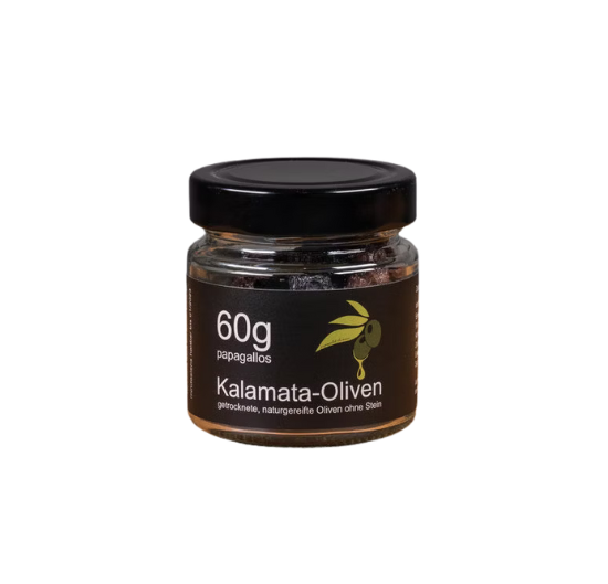 Papagallos getrocknete Kalamata Oliven entsteint