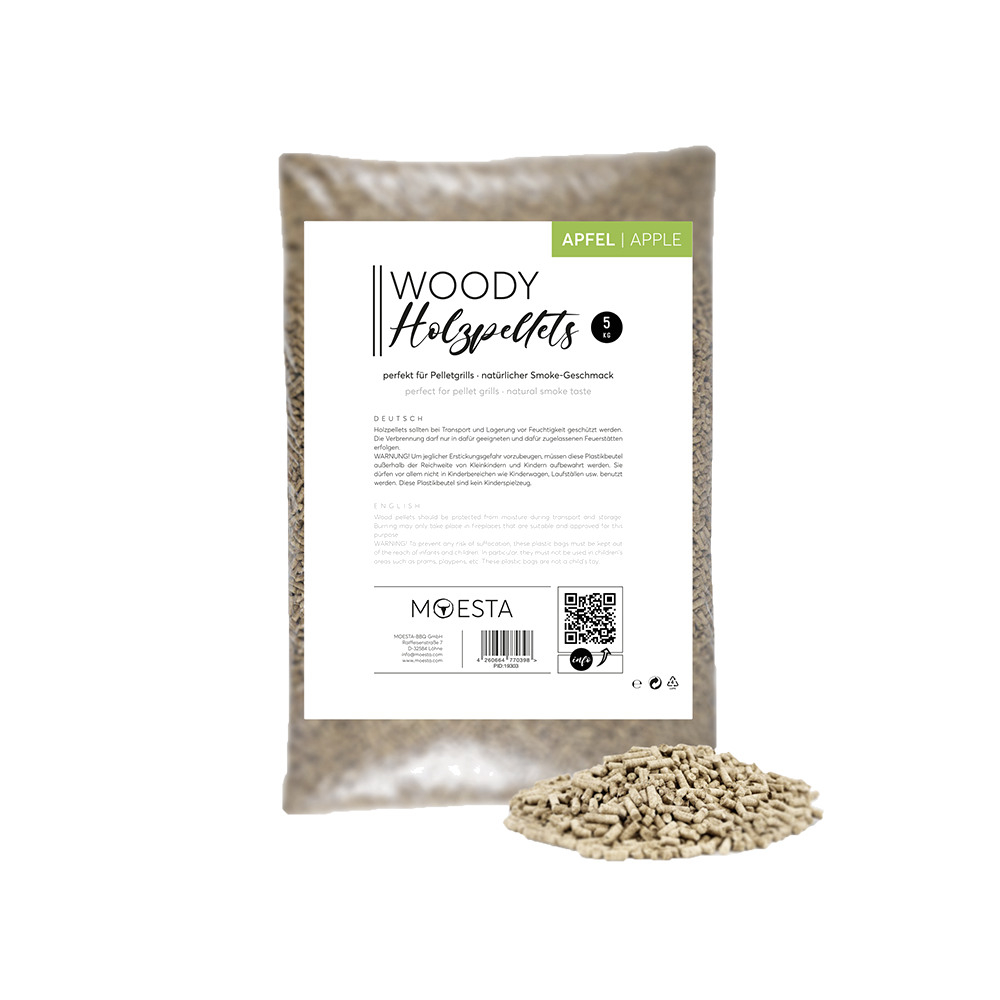 WOODY Apfel Pellets – 5 kg Hartholz für fruchtig-mildes BBQ