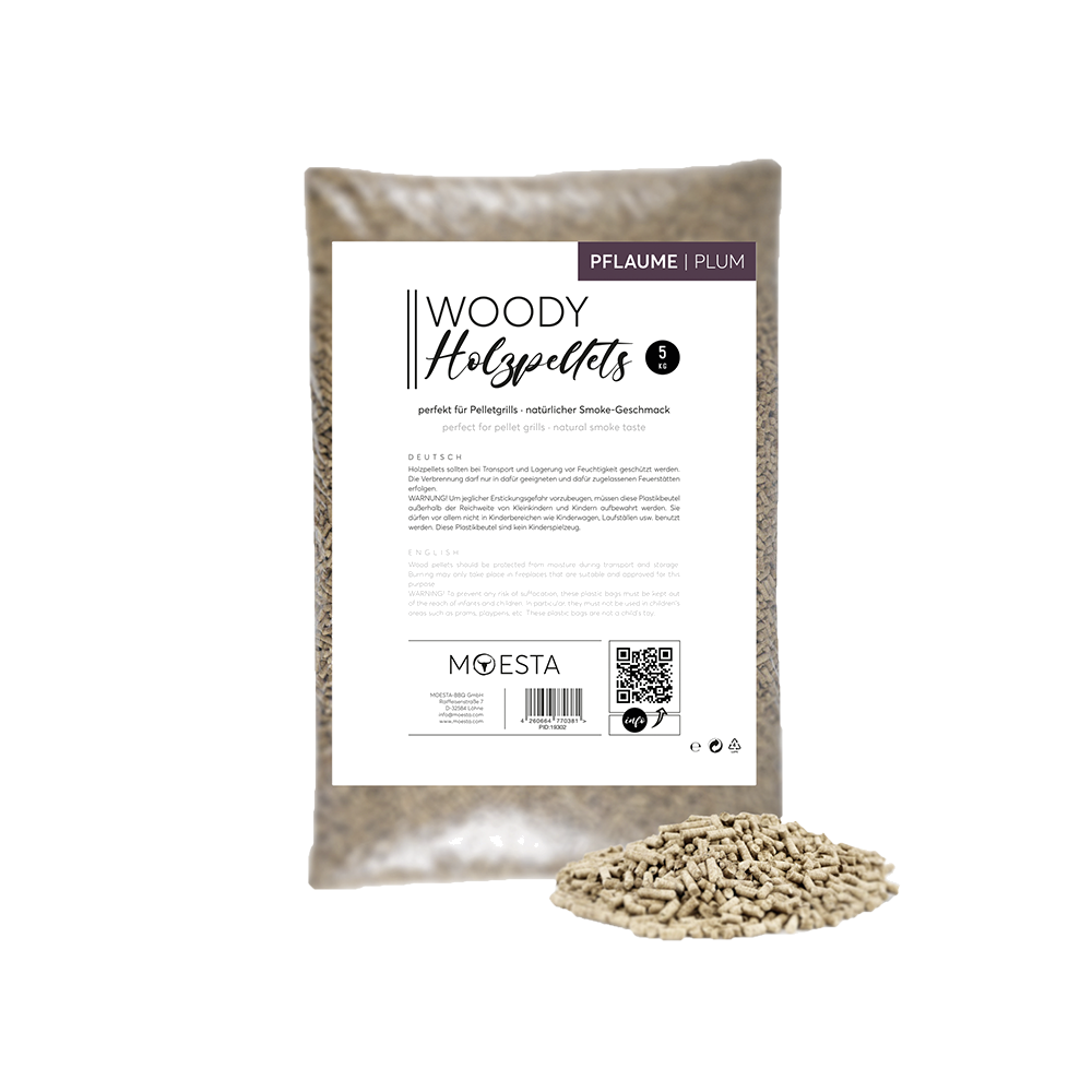 WOODY Pflaume Pellets – 5 kg Hartholz für süß-würziges BBQ