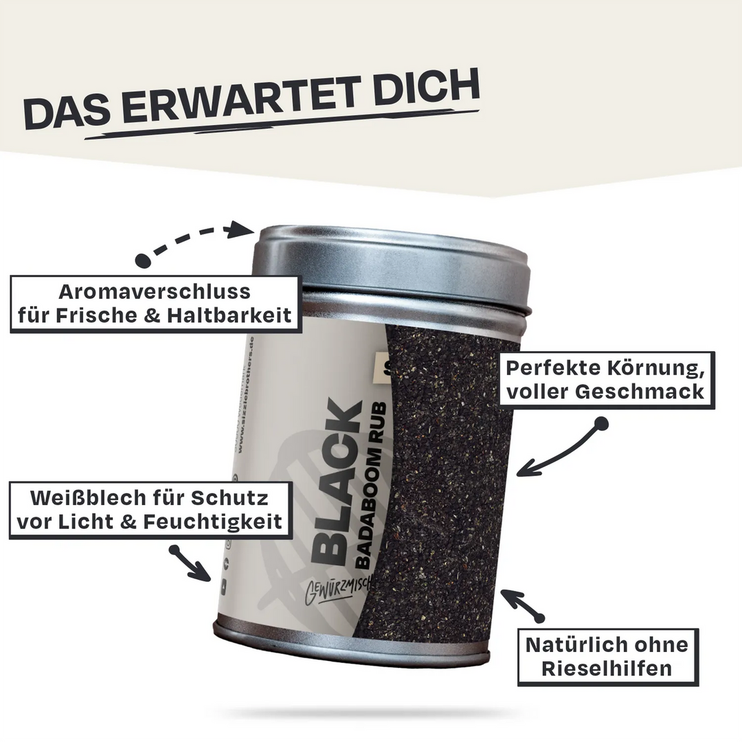 SizzleUp Black Badaboom – BBQ-Rub mit Aktivkohle