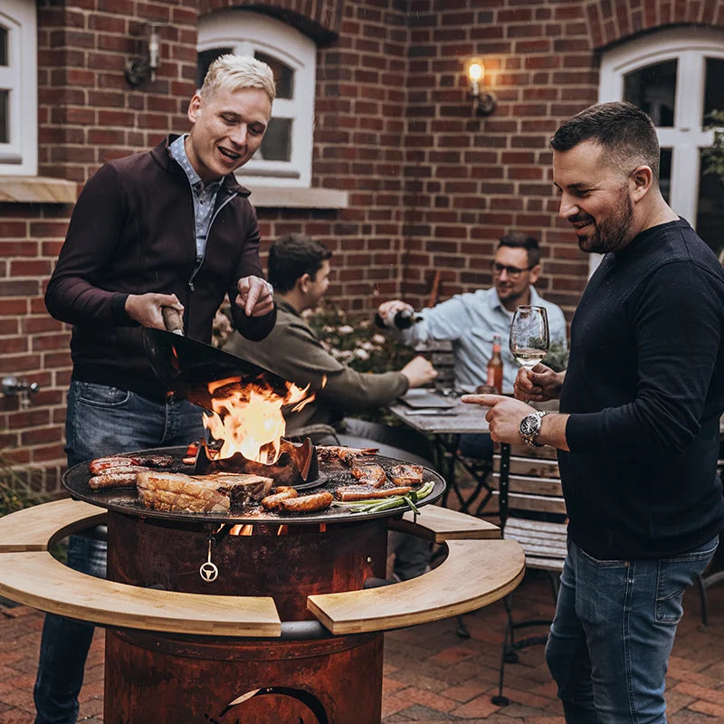 BBQ-Disk mit Wok-Krone, Stahlwok & Woklöffel – Komplettset