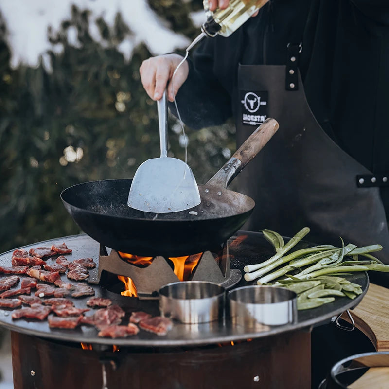 BBQ-Disk mit Wok-Krone, Stahlwok & Woklöffel – Komplettset