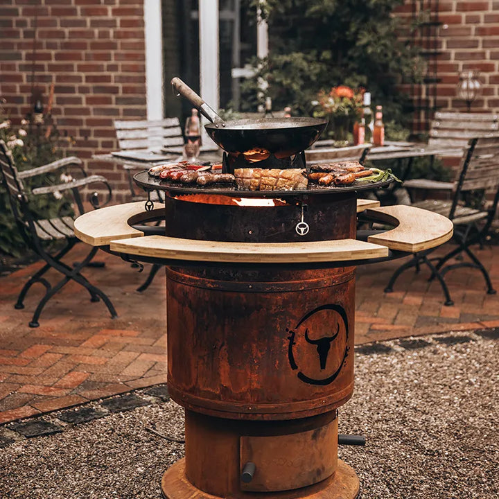 BBQ-Disk mit Wok-Krone, Stahlwok & Woklöffel – Komplettset