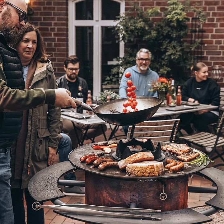BBQ-Disk mit Wok-Krone, Stahlwok & Woklöffel – Komplettset