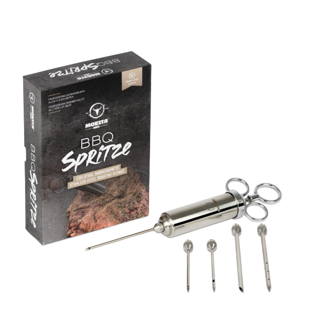 DR. MURPHY Bratenspritze und Nadeln mit Produktverpackung