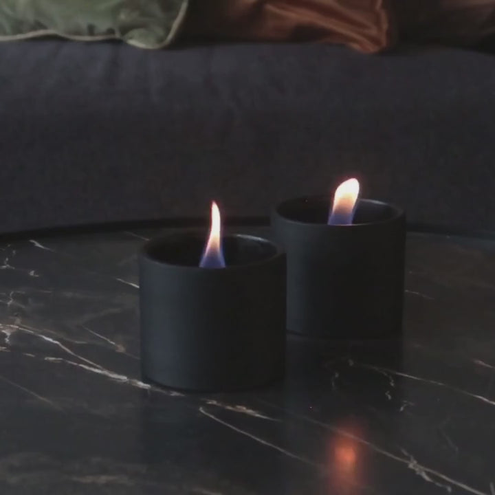 Tenderflame Breeze 8 – 2er Set Tischfeuer aus Keramik (Schwarz / Grau)