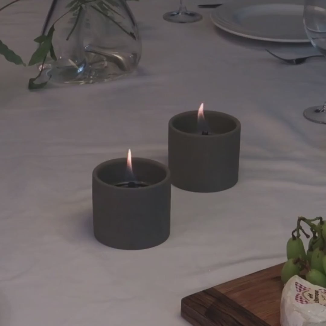 Tenderflame Breeze 8 – 2er Set Tischfeuer aus Keramik (Schwarz / Grau)